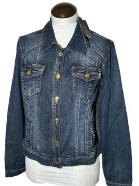 NEW I.N.C. Dark Denim Jean Jacket Lace Up Back Sz Medium $99